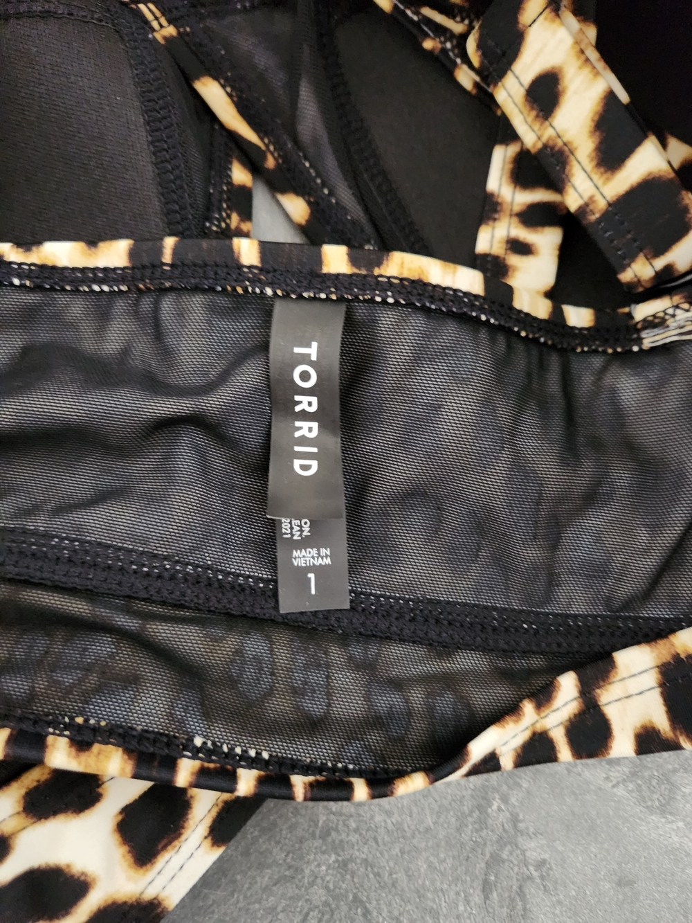 Torrid Leopard Print Crisscross Bikini Top - Beige/Black - Picture 5 of 5